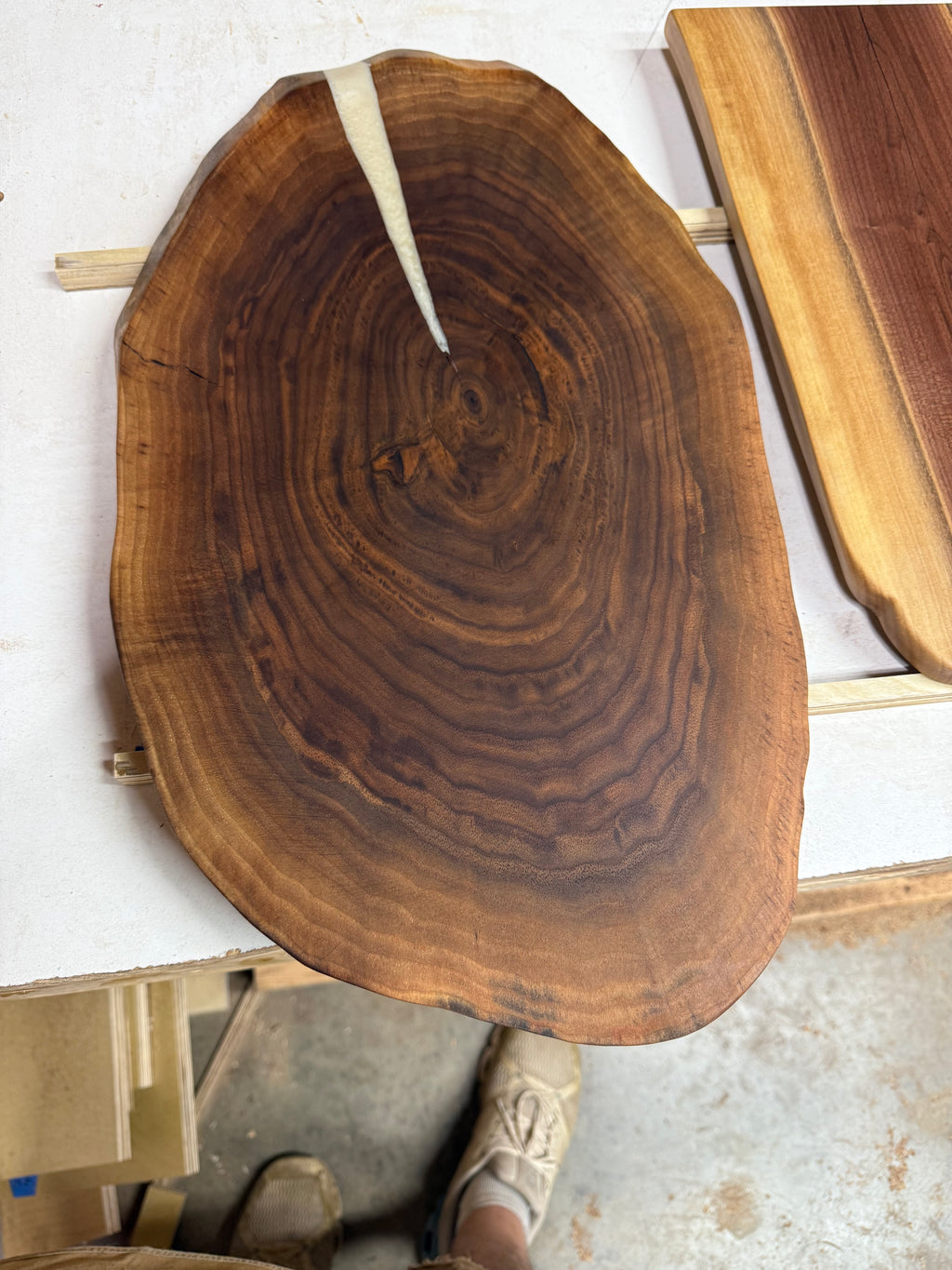 Walnut and pearl white epoxy cookie