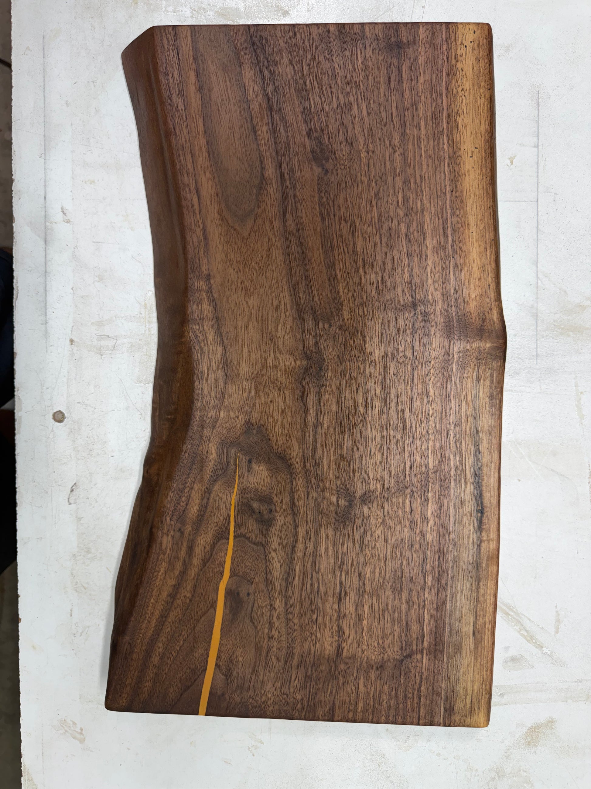 Walnut live edge and gold epoxy